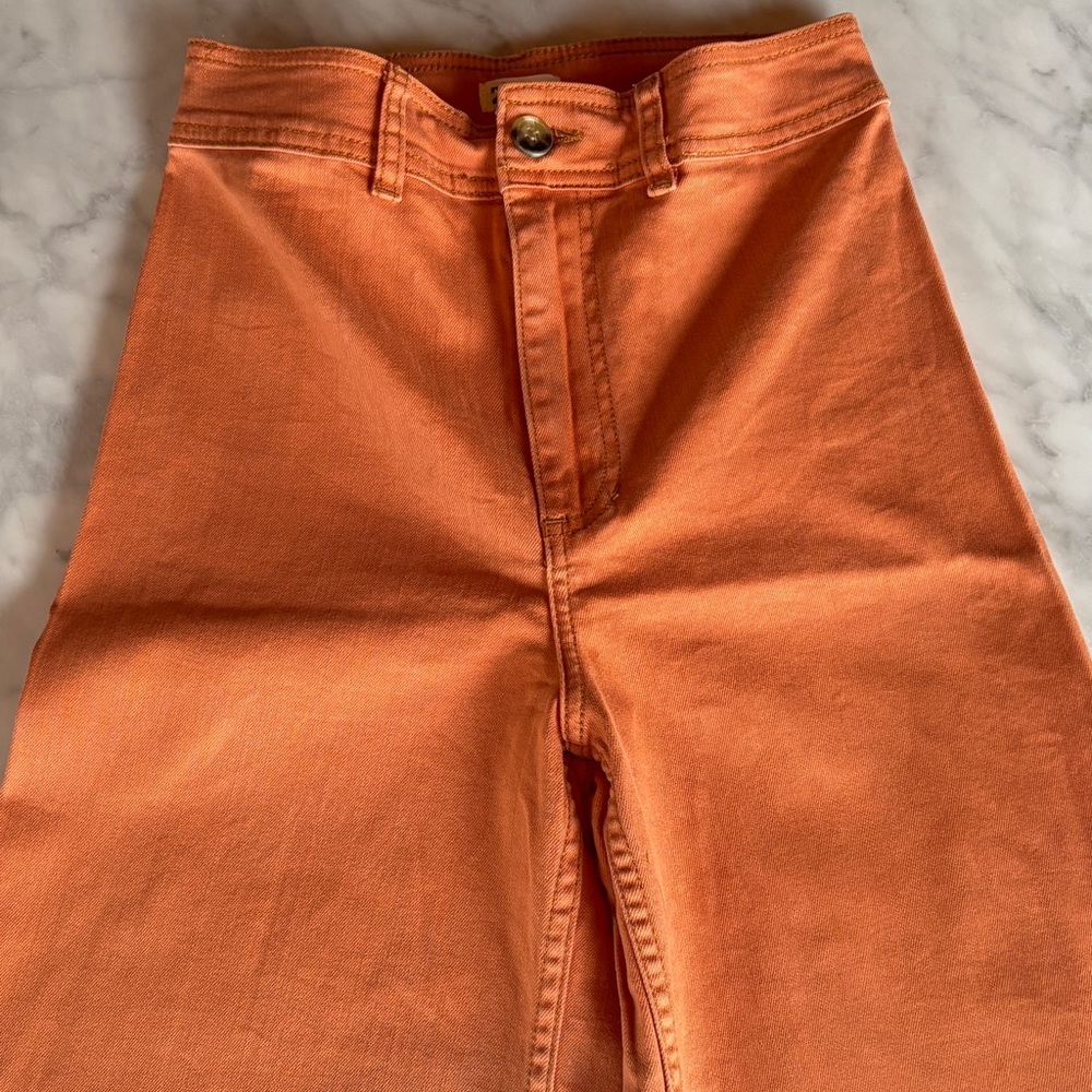 Billabong rust orange flare jeans size 26 raw hem high rise - Picture 4 of 9